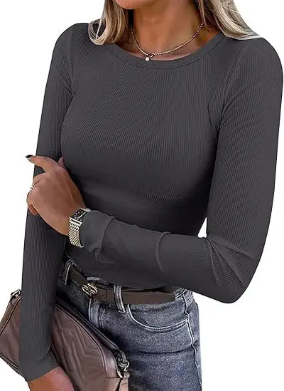 Damen-Langarmshirt, schmal, gerippt, Rundhals, elastisch - 10