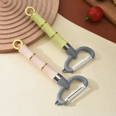 Multifunctional peeler with bamboo handle, long shaft - 2