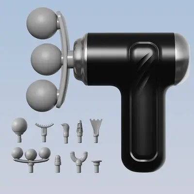 3-Head Massage Gun with 9 Interchangeable Heads for Deep Muscle Massage - 8