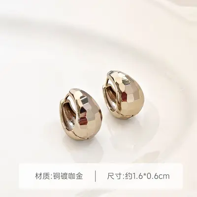 韩系简约咖啡金锆石耳钉耳扣小众轻奢精致冷淡风耳饰时尚气质耳环 - 8