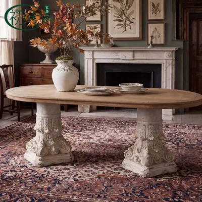 American Country Style Embossed Dining Table for Living Room and Hotel - 4