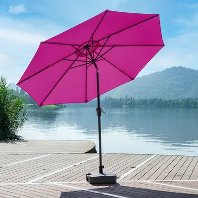 2M Tilting Outdoor Garden Umbrella with Center Pole, Sun and Rain Protection