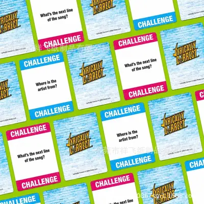 Lyrically Correct POP QUIZ English Song Guessing Party Card Game