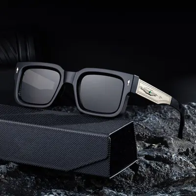 Retro Square Frame Men's Sunglasses with Outdoor Sun Protection - 4