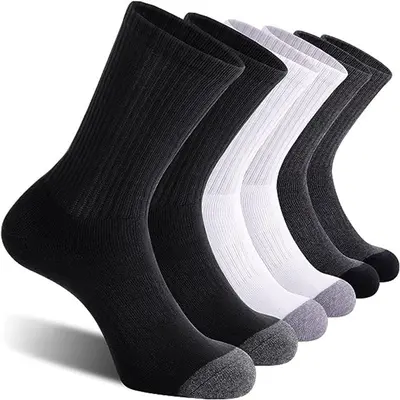 Men's High-Elastic Basketball Sports Socks, Black and White, Breathable