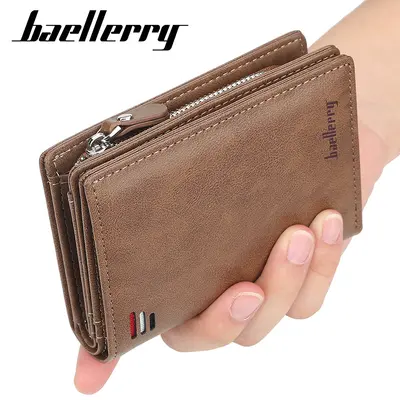 Baellerry Men's Short Wallet, Vertical Style, Zipper Coin Pocket - 5