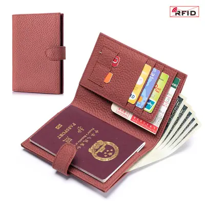 Pasaport çantası gerçek deri ultra ince RFID cüzdan - 12
