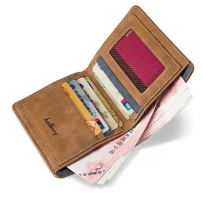 Baellerry Short Men's Wallet, Retro Matte Leather, Bifold - 5