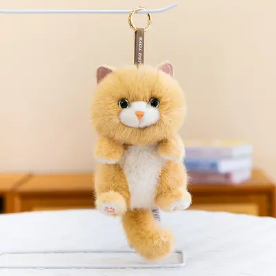 Sevimli üç renkli kedi peluş anahtarlık, Ragdoll kedi çanta askı süsü - 10