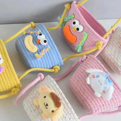 Cartoon Woven Wall-Mounted Three-Layer Hanging Storage Basket