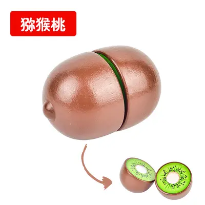 Wooden Toy Fruit and Vegetable Cutting Set, Velcro, Realistic Kitchen Toy - 7
