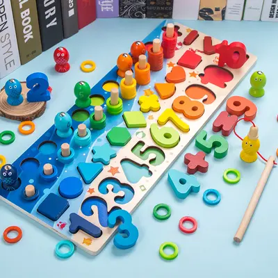 Dinosaur Wooden Logic Puzzle, Early Education Building Blocks for Ages 1-2 - 8