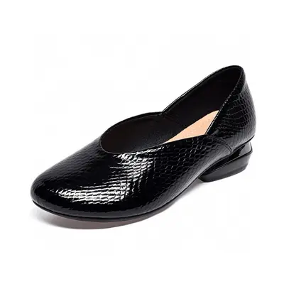 Damen-Loafer mit runder Spitze, flache Sohle, bedrucktes Rindsleder