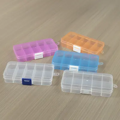 Küçük 10 bölmeli plastik kutu, şeffaf sabit ve çıkarılabilir parça kutusu, çok bölmeli takı bileşeni PP saklama kutusu - 2