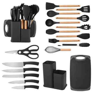 Grenzüberschreitende Silikon-Küchenutensilien 19-teiliges Küchenset Antihaft-Silikon-Spatel Export Doppel-Messer-Set - 2