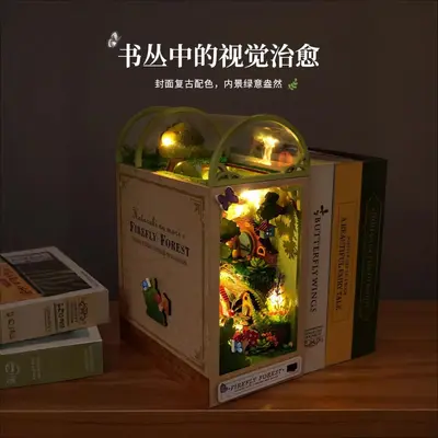 DIY minyatür kulübe kitap tutucu, 3D yapı seti - 4