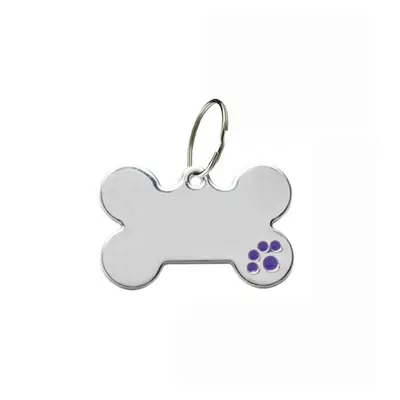 Zinc Alloy Paw Print Pet Pendant with Rhinestone Bone Tag, Engravable Anti-Lost Design