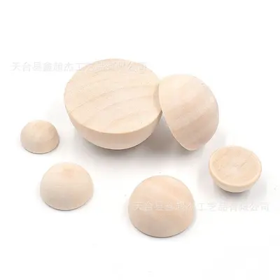 Manufacturer In-Stock Natural Wood Color Hemu Semicircle Ball Half-Side Hemu Beads Amazon Children's Wooden Beads Handmade DIY Accessories