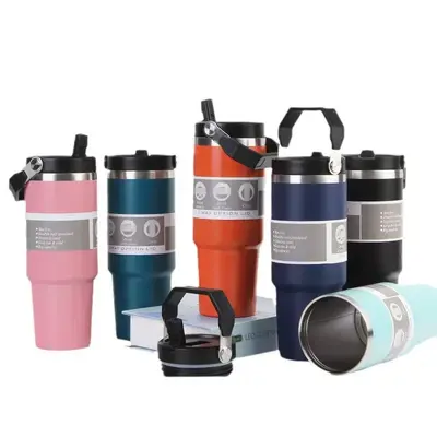 304 Stainless Steel Portable Sports Straw Cup, Large Capacity