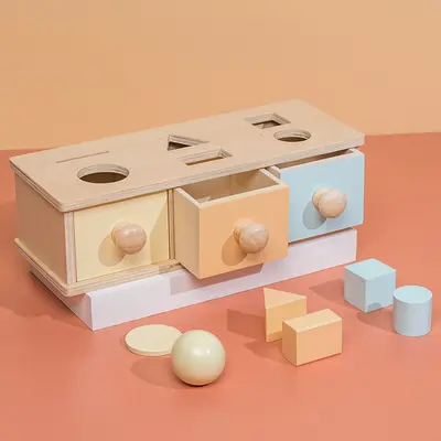Montessori Frühförderung über Grenzen hinweg Montessori-Bildung Frühförderung Grundgeometrie Formensortierer Schubladenbox Holzspielzeug - 8