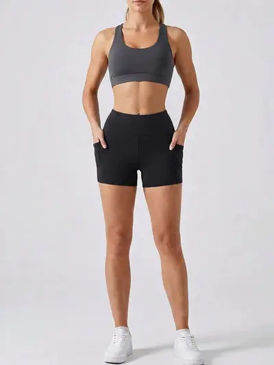 Kadın Spor Taytlı Şort, Hızlı Kuruyan, Elastik, Nefes Alabilen, Transparanlığa Karşı Korum - 2