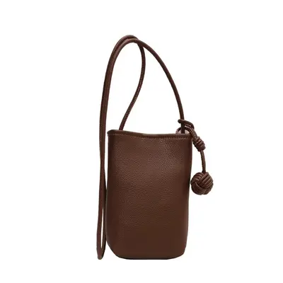 Women's Soft Leather Mini Crossbody Phone Bag, Ball Charm - 6