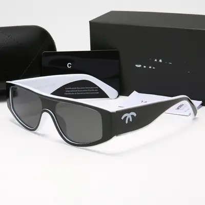 Xiaoxiang Jia CH6057 Sunglasses, Black, White Panda Design, Narrow Frame - 4