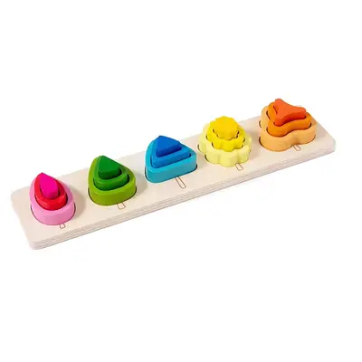 Form Five Set Säulen Geometrie abgestimmte Spielzeuge Montessori 0-3 Jahre Kinderunterrricht Lernhilfen Holzspielzeuge Frühförderung Bausteine grenzüberschreitend - 7