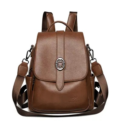 Genuine Leather Women's Backpack, Korean Style, Large Capacity Single Shoulder - 8
