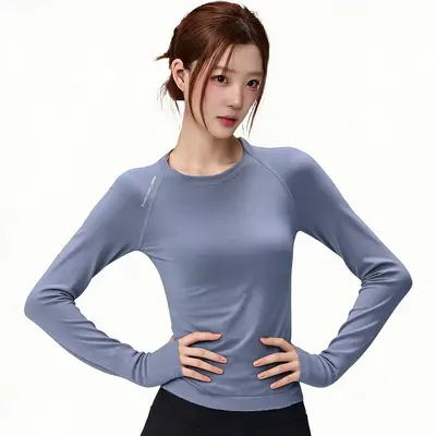 Raglan kollu kadın yoga üstü, hızlı kuruyan, harf baskılı, bahar yaz - 10