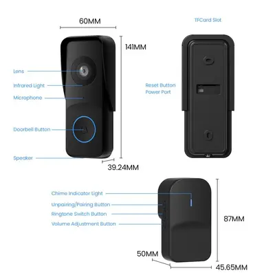 Grenzüberschreitend exklusiv für Sie: Videotürklingel 4MP HD WLAN, Zwei-Wege-Audio, wasserdicht, CE- und FCC-zertifiziert, direkt ab Werk