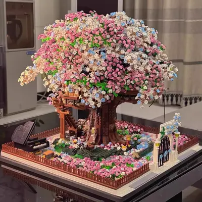 Cherry Blossom Treehouse Building Block Set, Large Princess Series - 10