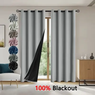 Full Blackout Curtains, Heat-Insulating, Sun-Blocking