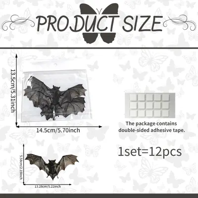Halloween 3D Bat and Spider Wall Stickers, Multiple Designs - 7