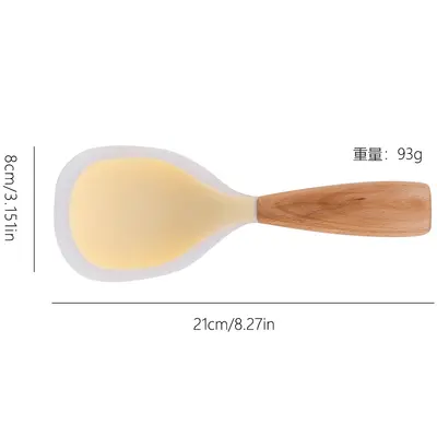 Silicone Rice Spoon, Non-Stick, Heat Resistant, Wooden Handle - 7