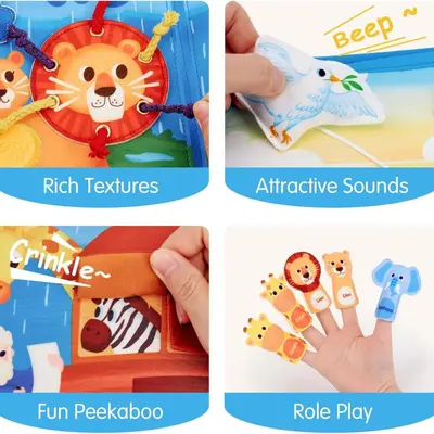 Montessori-Frühförder-Busy-Board, neues Tier-3D-Busy-Filzbuch Spielzeug, Kinder-Lern-Filz-Geschichtenboard