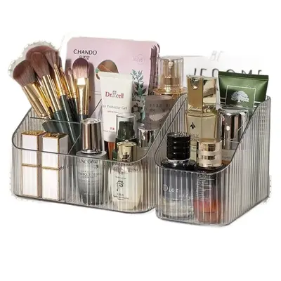 Transparent cosmetics storage box, multi-compartment, large capacity - 6