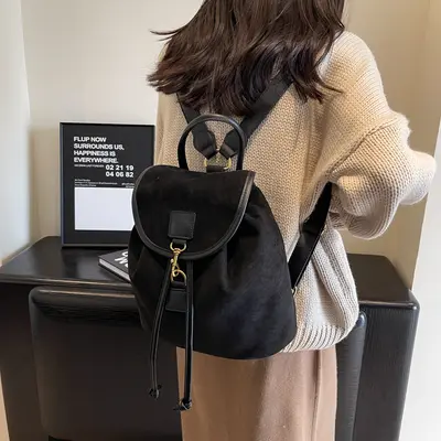 Retro Women's Bucket Backpack for Casual and Travel Use - 5