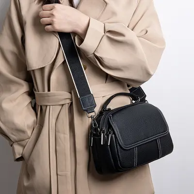 Genuine Leather Small Round Women's Bag, Single Shoulder, Korean Style - 3
