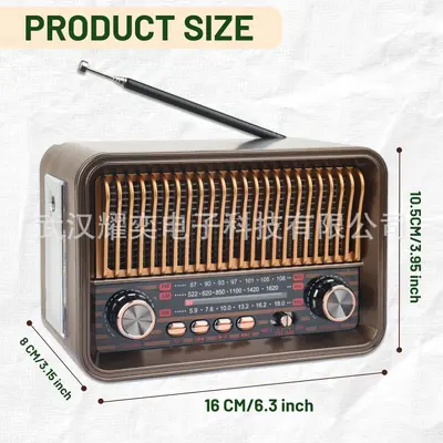 Retro Radyo FM/AM/SW Çok Bantlı Bluetooth MP3 Kart Yuvalı