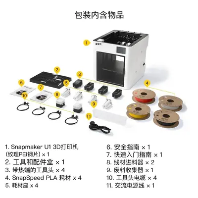 Snapmaker U1 3D Printer, 4 Independent Nozzles, Color FDM Desktop 3D Printer - 7