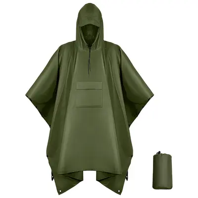 Cape raincoat sunshade multifunctional 3-in-1 ground mat backpack mountaineering outdoor camouflage tactical hooded cape poncho - 8