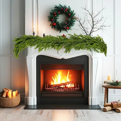 Künstlicher Rattan-Weihnachtskranz grün aus PVC 2,7 m - 2