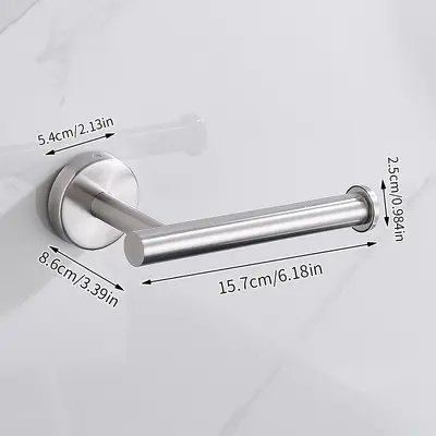 Stainless Steel No-Drill Wall-Mounted Toilet Paper Holder - 8