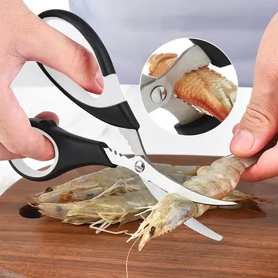 Kitchen Scissors 3-Piece Set, Seafood and Shrimp Deveining Scissors