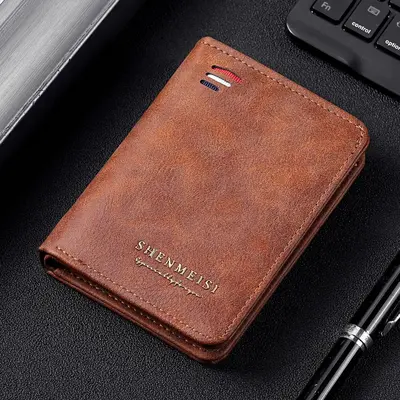Men's Short Retro Zipper Wallet with Multiple Card Slots and Coin Pocket - 10