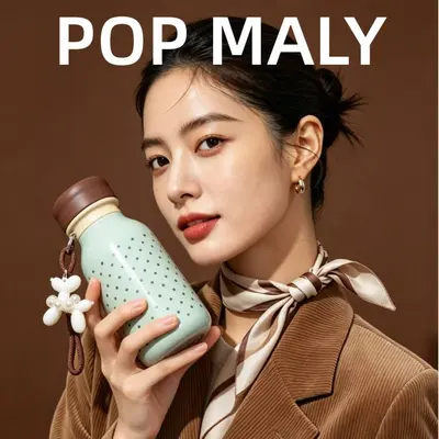 POP MALY Термокружка с принтом в горошек для женщин, двойная крышка для напитков, стильная студенческая кружка, портативная бутылка для воды, новинка - 1