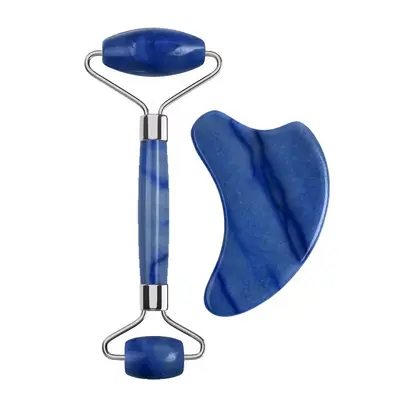 Grenzüberschreitender Lagerbestand Blauer Dongling-Jade-Roller Gua Sha Board Manueller Kugelmassagegerät Gesichts-Meridian-Massagegerät - 12