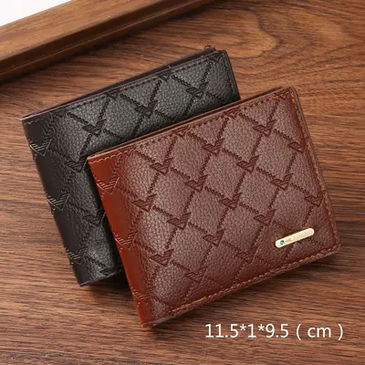 Men's Short PU Coin Purse and Card Holder, Printed - 2
