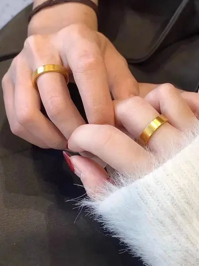 Titanstahl-Ring mit 18K-Goldvergoldung, klassisch, Paar-Ring - 3